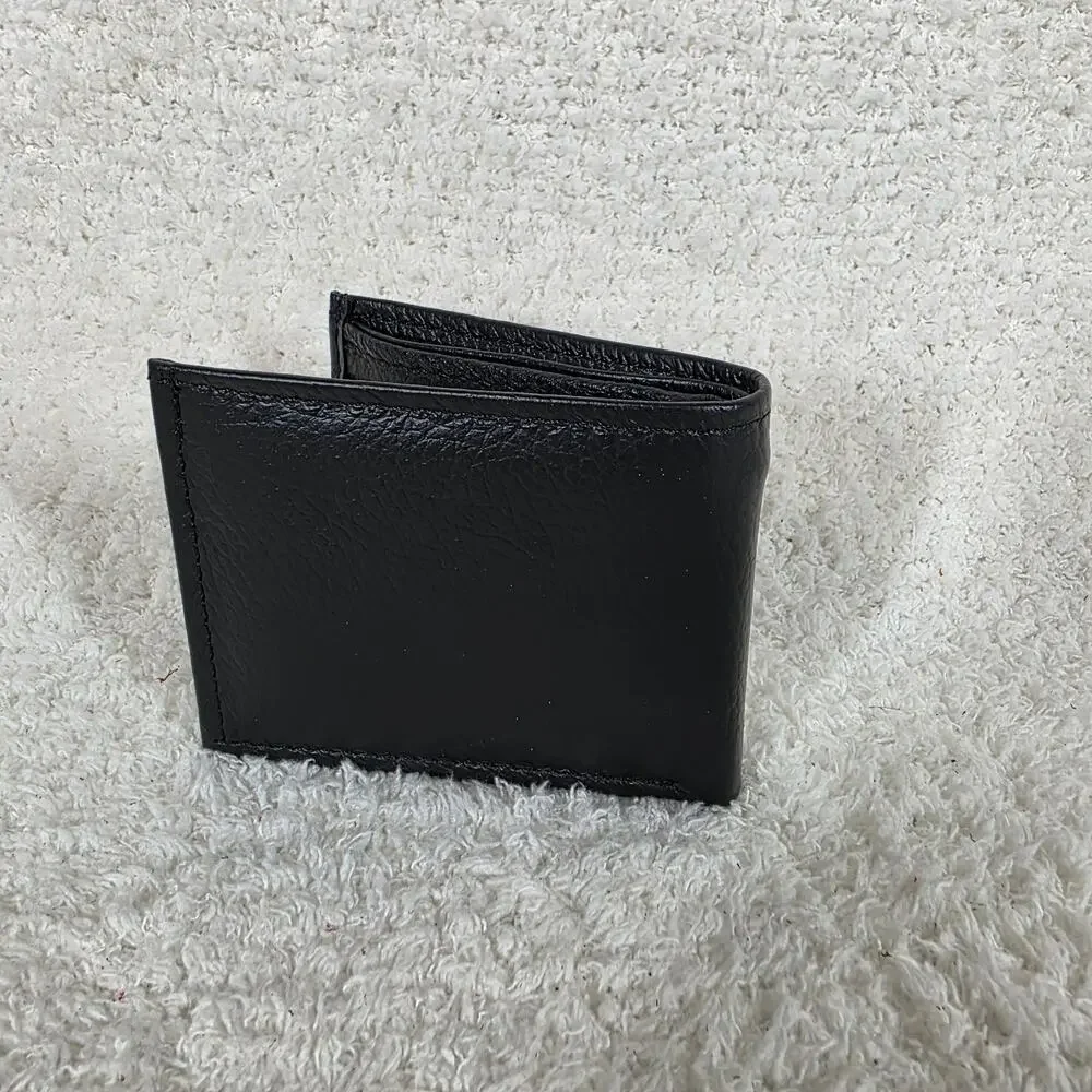 Men's Genuine Leather Bi-Fold Wallet Black Made in Mexico